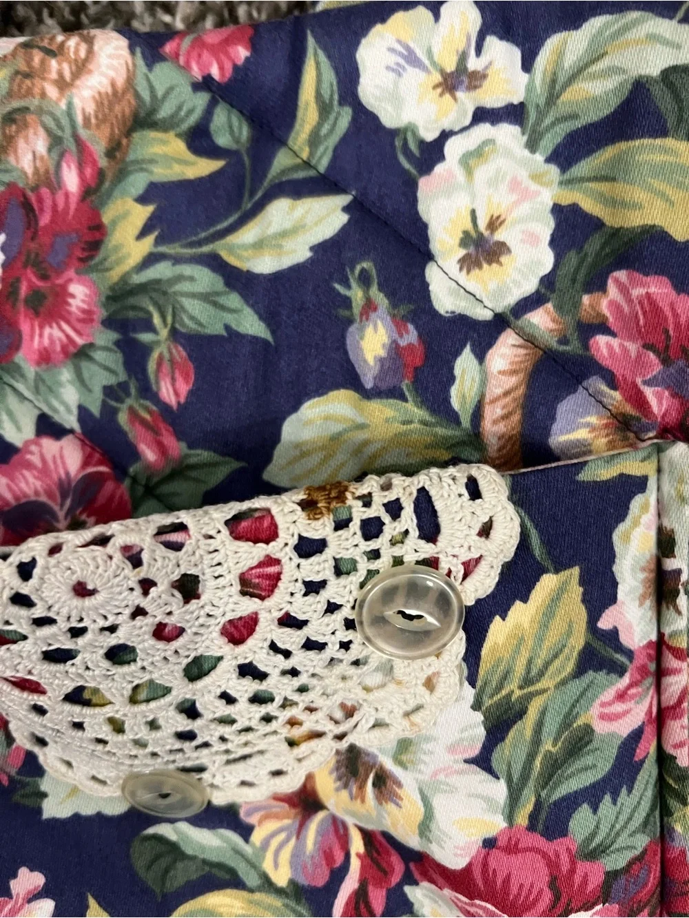 Vintage handmade blue floral quilted tote bag whimsy Cottagecore grandma 90’s